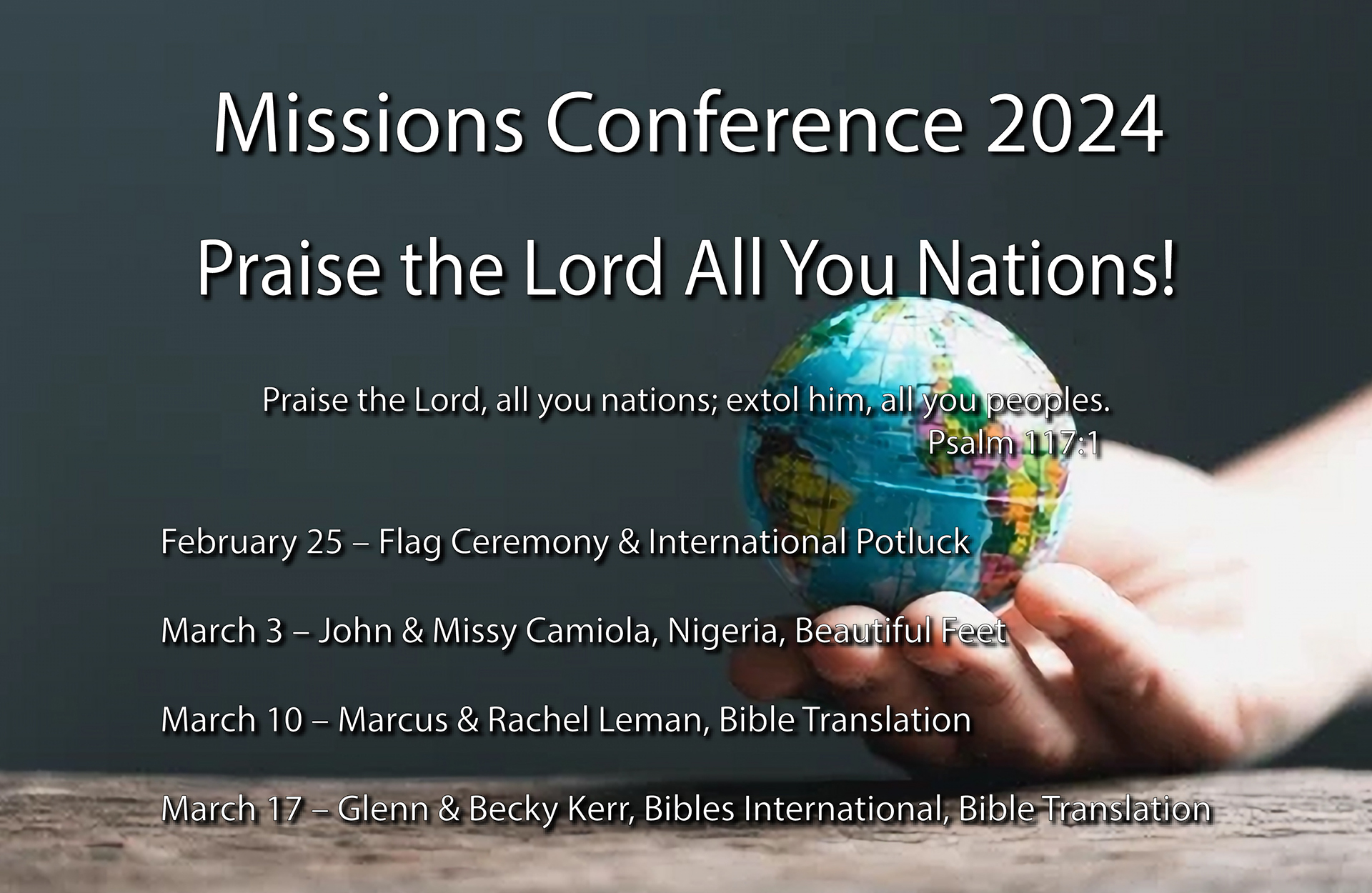 Missions Conference Schedule